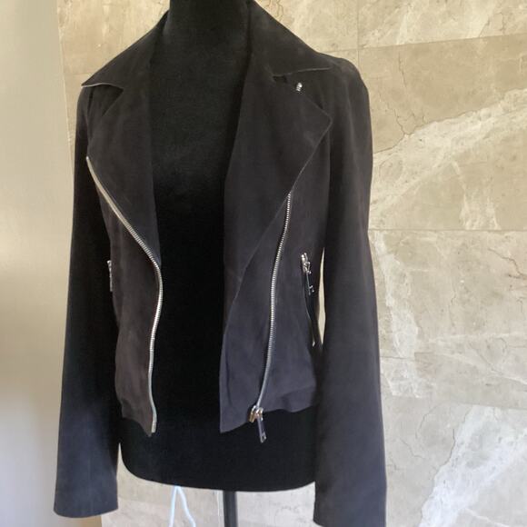 LTH JKT FLO Suede Leather Jacket XS Black Minimalist Punk Biker Moto Grunge $495 - Picture 5 of 13